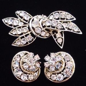 VNTG Weiss Rhinestone Clear Crystal Brooch Earring